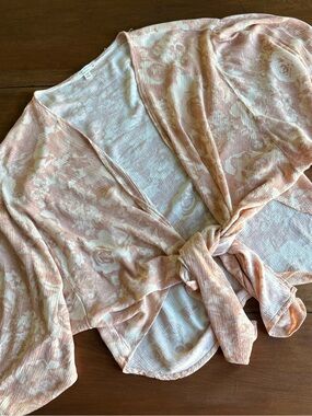 Final Touch Peach Floral Tie-Front Blouse